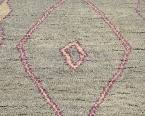 13 Feet Moroccan Gray Hand Woven Wool Runner Rug